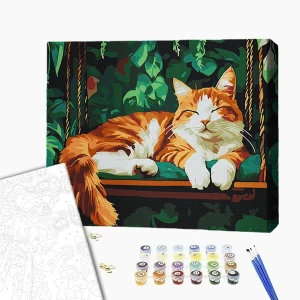 Pictură pe numere 40х50 cm (fără cutie) – pisică pe leagăn Thumbnail 2