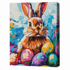 Pictură pe numere 30*40 сm (fără cutie) – iepuraș de paște Thumbnail 2