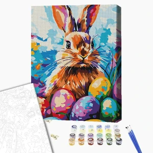 Pictură pe numere 30*40 сm (fără cutie) – iepuraș de paște Thumbnail 2