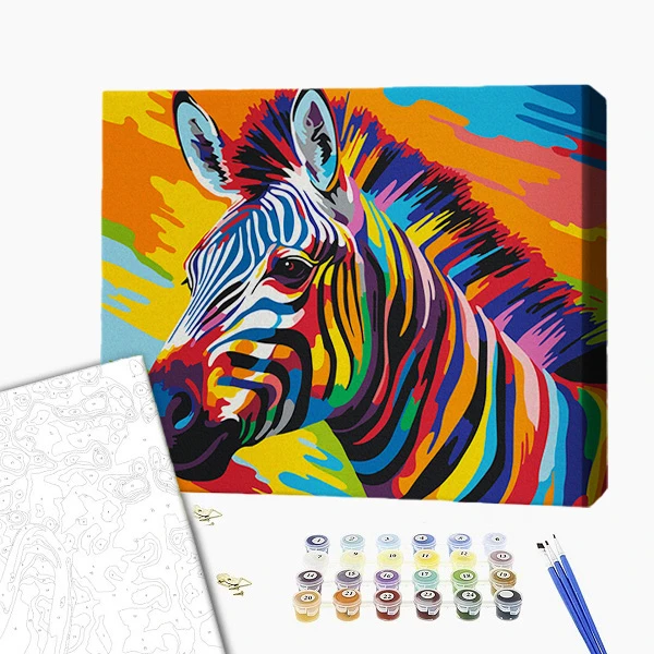 Pictură pe numere 30*40 сm (fără cutie) – zebra în culori 2