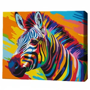 Pictură pe numere 30*40 сm (fără cutie) – zebra în culori
