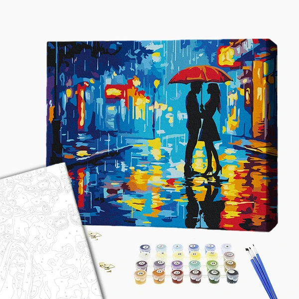 Pictură pe numere 30*40 сm (fără cutie) – romantică în orașul ploios 2