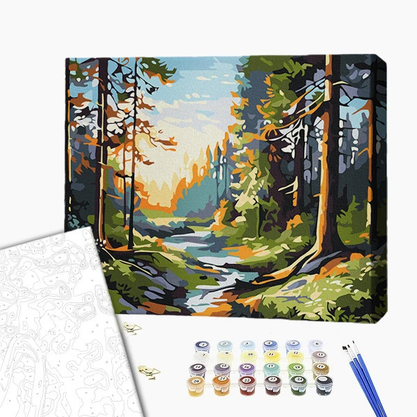 Pictură pe numere 30*40 сm (fără cutie) – dimineață în pădure 2