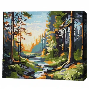 Pictură pe numere 30*40 сm (fără cutie) – dimineață în pădure