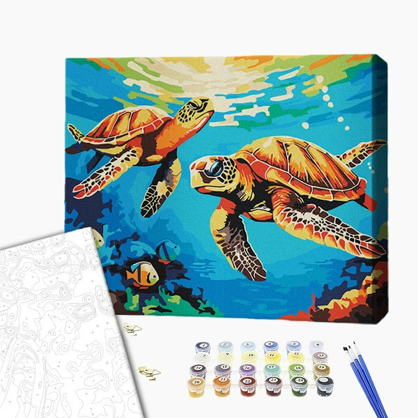 Pictură pe numere 30*40 сm (fără cutie) – țestoase marine 2