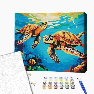 Pictură pe numere 30*40 сm (fără cutie) – țestoase marine Thumbnail 2