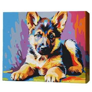 Pictură pe numere 30*40 сm (fără cutie) – cățeluș în culori Thumbnail 2