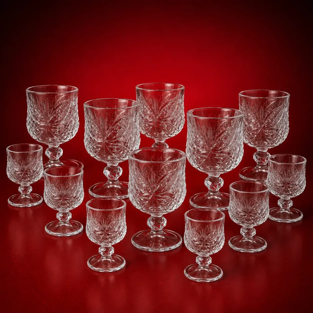 Păhare sticlă set 6+6buc, fluturaș 611-12a/801-12 4