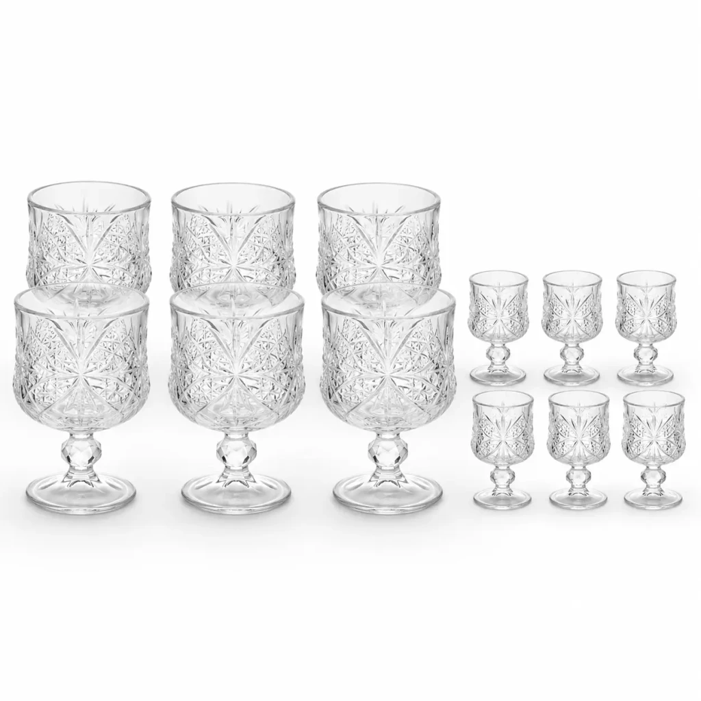 Păhare sticlă set 6+6buc, fluturaș 611-12a/801-12 5