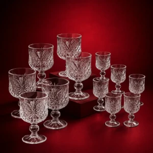 Păhare sticlă set 6+6buc, fluturaș 611-12a/801-12