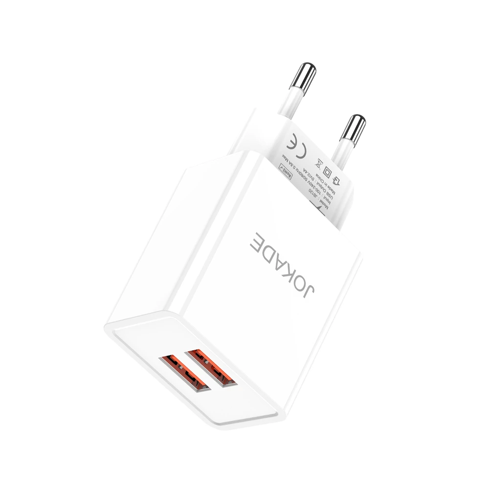 Jokade wall charger 2*usb-a 5a,20w jb120, white 2