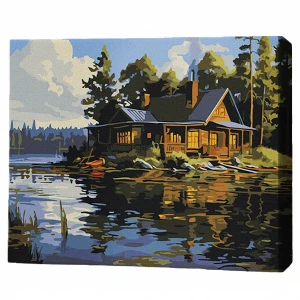 Pictură pe numere 40х50 cm (fără cutie) – căsuță lângă lac Thumbnail 2