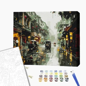 Pictură pe numere 40х50 cm (fără cutie) – ritmul orașului ploios Thumbnail 2