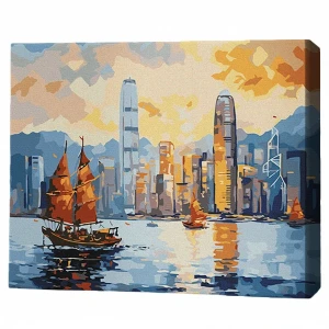Pictură pe numere 40х50 cm (fără cutie) – hong kong la apus Thumbnail 2