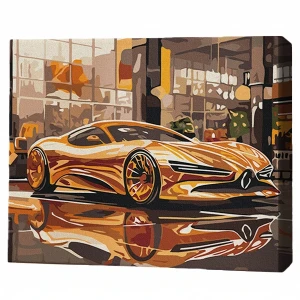 Pictură pe numere 30*40 сm (fără cutie) – supercar auriu