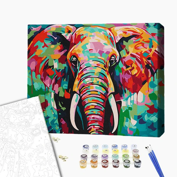 Pictură pe numere 30*40 сm (fără cutie) – elefant colorat 2