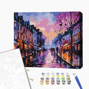 Pictură pe numere 40х50 cm (fără cutie) – luminile parisului de seară Thumbnail 2