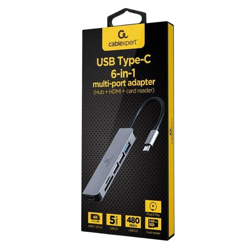 Usb-концентратор gembird a-cm-combo6-02, серый 2