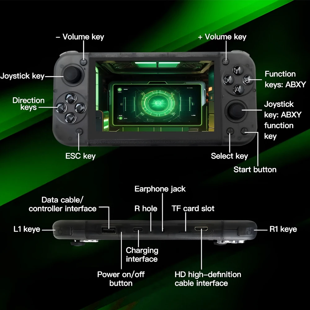 Game console rg50xx handheld, 64gb, retro gaming system, black 3