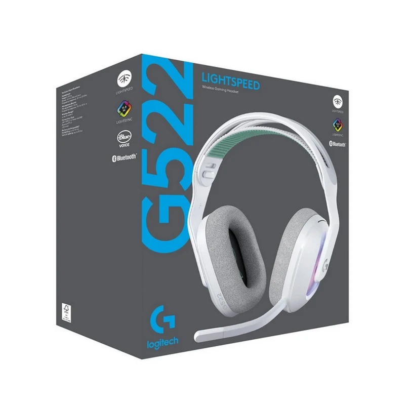 Căști logitech g522, bluetooth/usb, alb 9