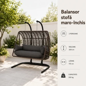 Balansor stofa 2 persoane, maro-închis (766405) Thumbnail 2