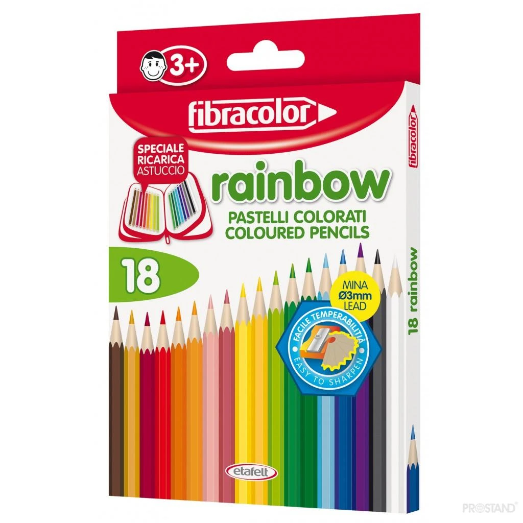 Карандаши цветные 18 цв. rainbow fibracolor 10029mc018se  1/10/120 2