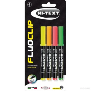 Набор текстовыделителей 4шт в блистере  hi-text fluoclip 7000  27000hf004bl     /24