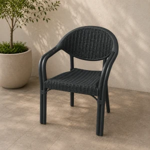 Scaun rattan fotoliu, antracit 573079 Thumbnail 1