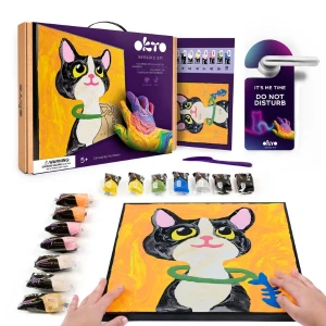 Pictură pe numere 3d cu plastilină ușoară 29x29 сm – pisica Thumbnail 1
