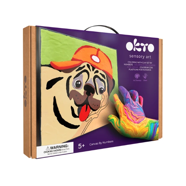 Pictură pe numere 3d cu plastilină ușoară 29x29 сm – mops 2