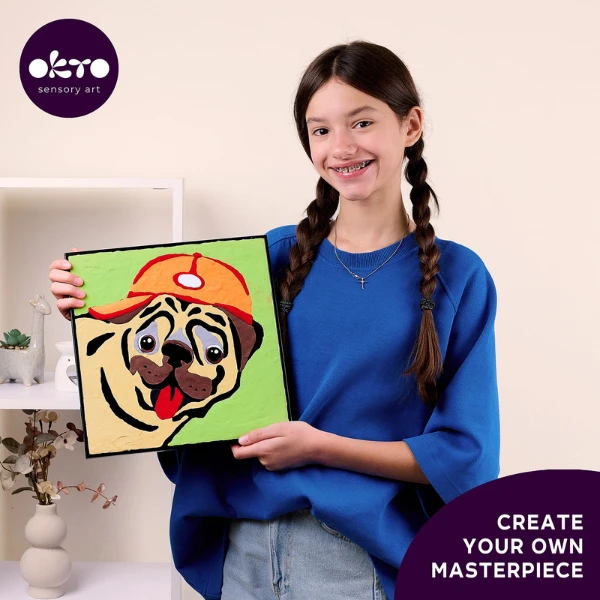 Pictură pe numere 3d cu plastilină ușoară 29x29 сm – mops 4