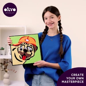 Pictură pe numere 3d cu plastilină ușoară 29x29 сm – mops Thumbnail 4