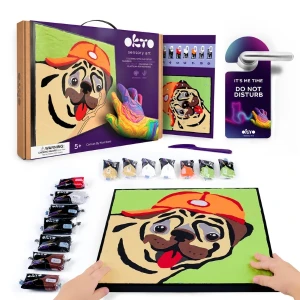 Pictură pe numere 3d cu plastilină ușoară 29x29 сm – mops Thumbnail 1