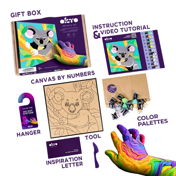 Pictură pe numere 3d cu plastilină ușoară 29x29 сm – koala 7