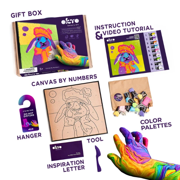 Pictură pe numere 3d cu plastilină ușoară 29x29 сm – iepure 7