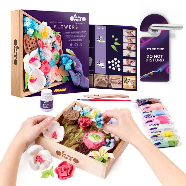 Set creativ diy cu plastilină ușoară "flori" 4