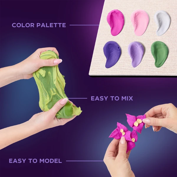 Set creativ diy cu plastilină ușoară "flori" 3