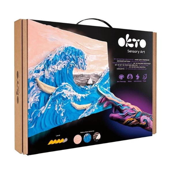 Tablou 3d cu plastilină ușoară 30x40 сm – marele val de la kanagawa 2