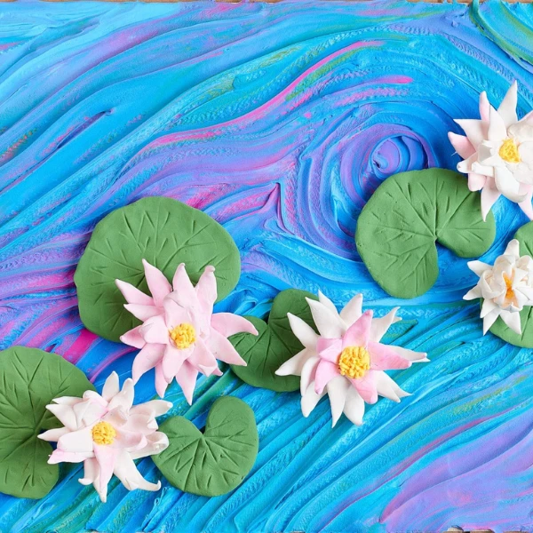 Tablou 3d cu plastilină ușoară 30x40 сm – nuferi 5