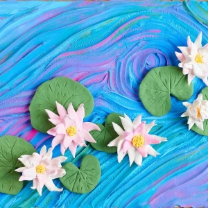 Tablou 3d cu plastilină ușoară 30x40 сm – nuferi Thumbnail 5