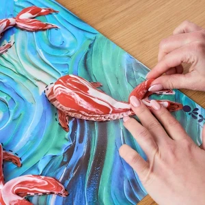 Tablou 3d cu plastilină ușoară 30x40 сm – crapi koi Thumbnail 3