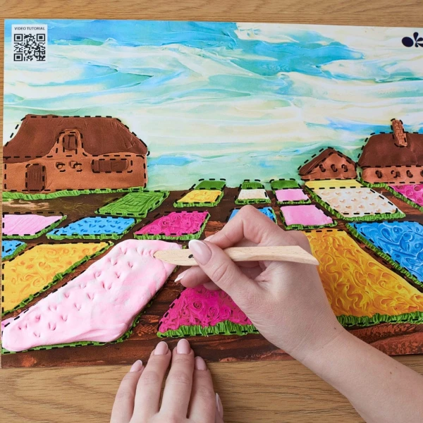 Tablou 3d cu plastilină ușoară 30x40 сm – câmpuri de flori din olanda 5