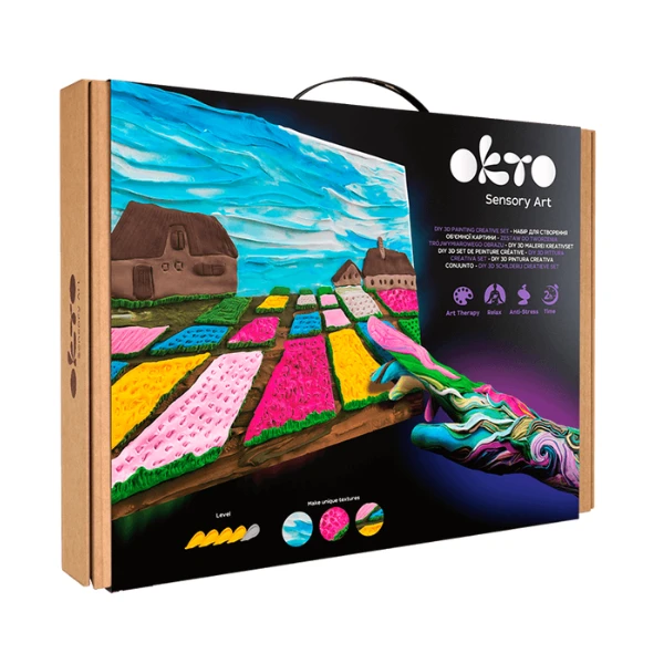 Tablou 3d cu plastilină ușoară 30x40 сm – câmpuri de flori din olanda 2