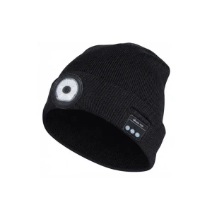 Căciulă tricotată cu bluetooth xo m02, detașabilă și lavabilă, cu iluminare led, neagră Thumbnail 2