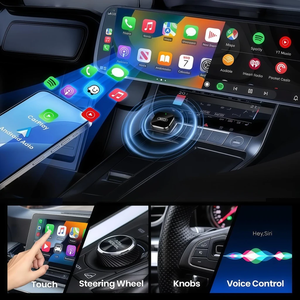 Автомобильный проектор xo cz026 mini carplay, черный. 2