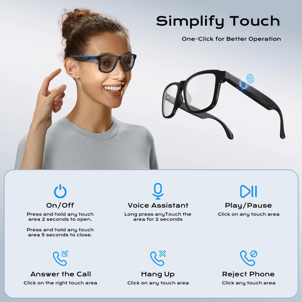 Xo e12 pro ai translation smart audio glasses фотохромные линзы с защитой от синего света (двустороннее включение питания) черный 2