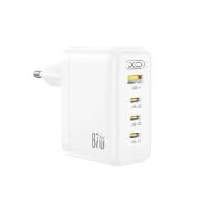Încărcător rapid xo ce39(eu) gan 67w (3x usb-c 67w / 1x usb-a 22.5w) alb Thumbnail 2