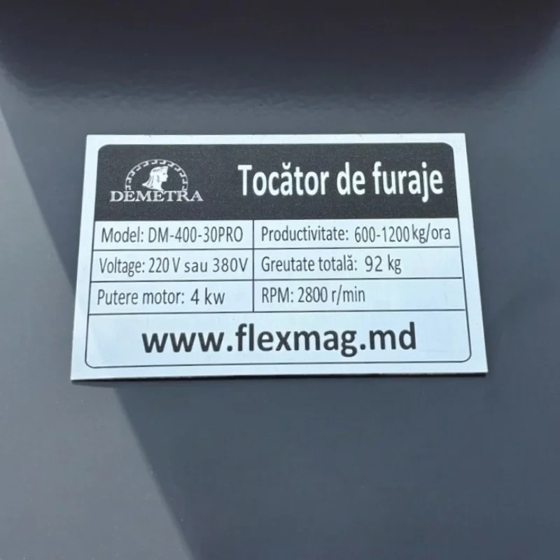 Tocator de furaje si cereale demetra dm-400-30pro, 380v, 4kw 4