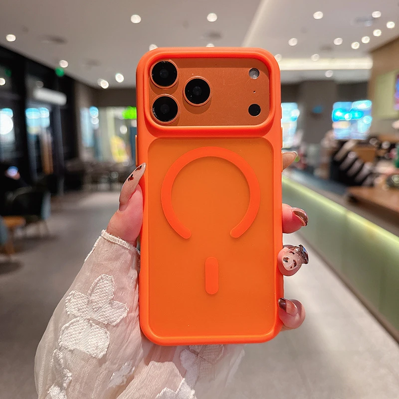 2.0mm double-hole чехол magsafe skin feeling iphone 17 air оранжевый чехол 2