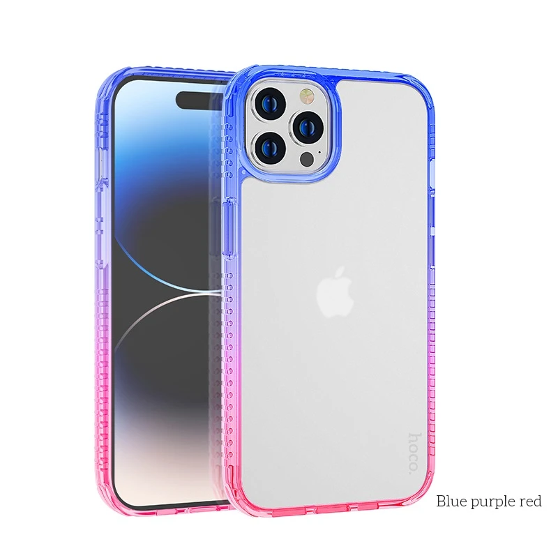 Hoco crystal color skin feel чехол для iphone 14 plus синий фиолетовый красный чехол 2